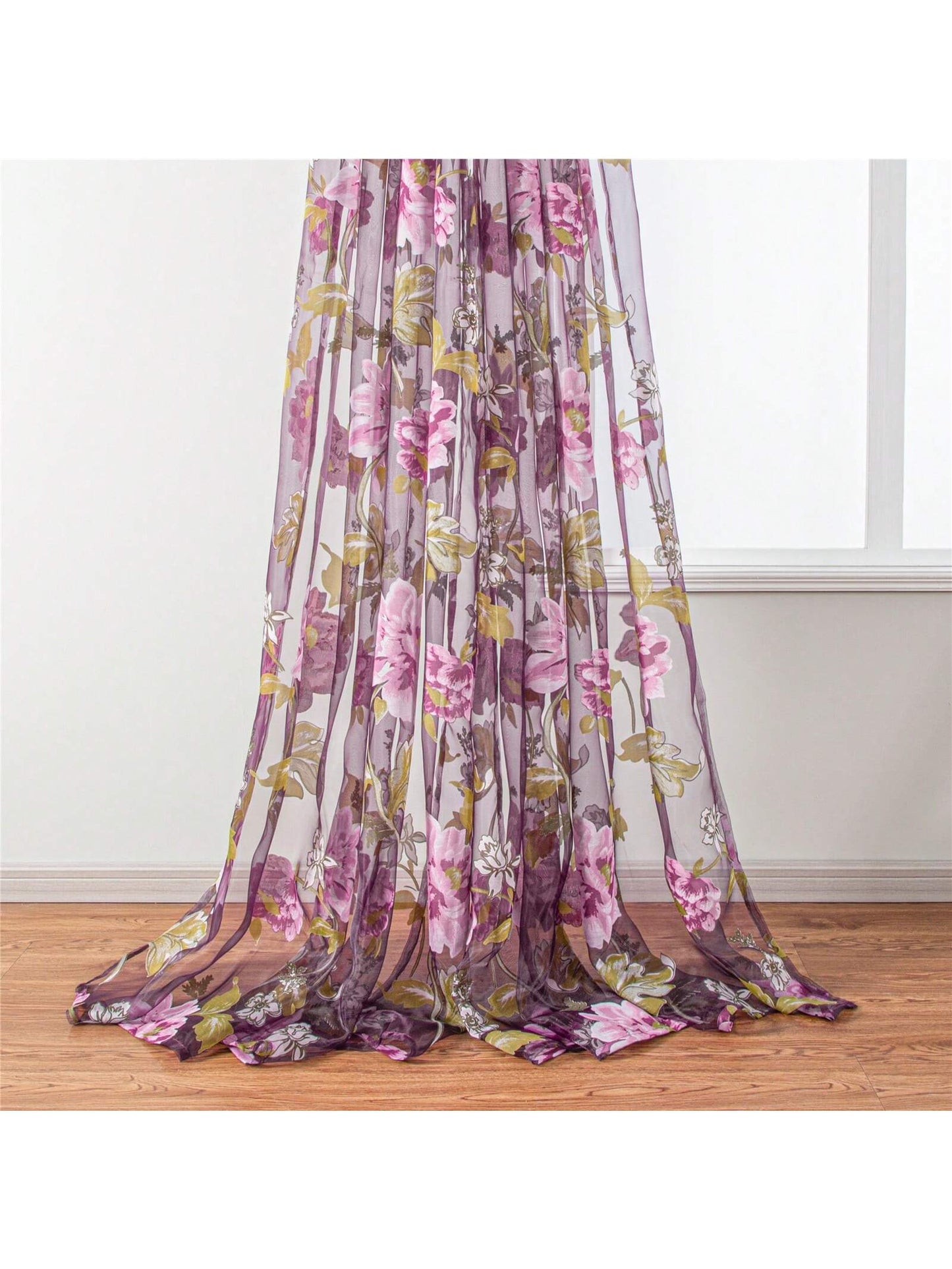 ستائر الوردية النفاذة وردية مزهرة واحدة لغرفة المعيشة غرفة النوم المطبخ ستائر فاخرة مثقبة من الزهور البيونية لتعليق الستائر