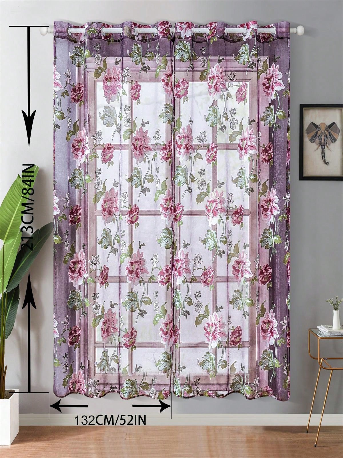 ستائر الوردية النفاذة وردية مزهرة واحدة لغرفة المعيشة غرفة النوم المطبخ ستائر فاخرة مثقبة من الزهور البيونية لتعليق الستائر