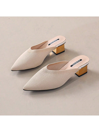 حذاء نسائي بكعب ستيليتو بلون موحد ومقدمة مدببة، وصل حديثاً للربيع والصيف، مريح للحفلات في الهواء الطلق، أنيق ومناسب لجميع المناسبات، صنادل سهلة الارتداء