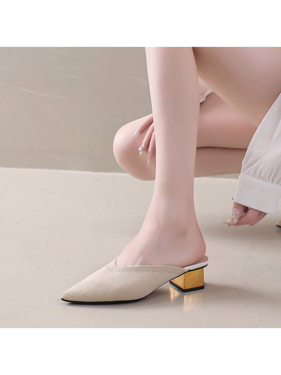 حذاء نسائي بكعب ستيليتو بلون موحد ومقدمة مدببة، وصل حديثاً للربيع والصيف، مريح للحفلات في الهواء الطلق، أنيق ومناسب لجميع المناسبات، صنادل سهلة الارتداء