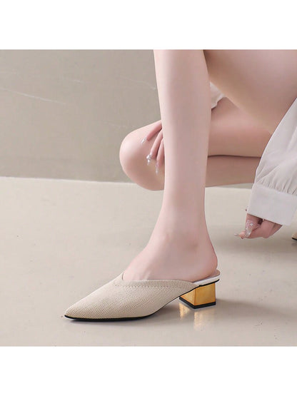 حذاء نسائي بكعب ستيليتو بلون موحد ومقدمة مدببة، وصل حديثاً للربيع والصيف، مريح للحفلات في الهواء الطلق، أنيق ومناسب لجميع المناسبات، صنادل سهلة الارتداء