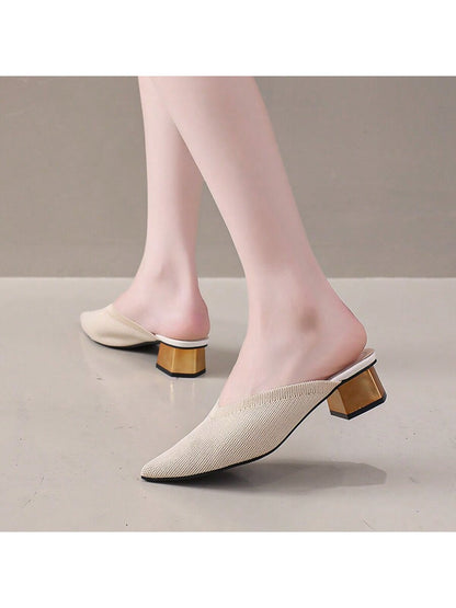 حذاء نسائي بكعب ستيليتو بلون موحد ومقدمة مدببة، وصل حديثاً للربيع والصيف، مريح للحفلات في الهواء الطلق، أنيق ومناسب لجميع المناسبات، صنادل سهلة الارتداء