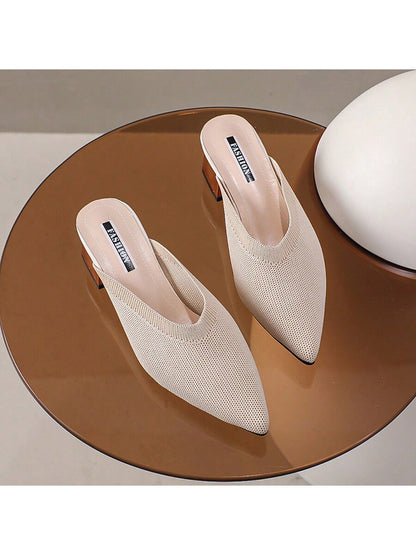 حذاء نسائي بكعب ستيليتو بلون موحد ومقدمة مدببة، وصل حديثاً للربيع والصيف، مريح للحفلات في الهواء الطلق، أنيق ومناسب لجميع المناسبات، صنادل سهلة الارتداء