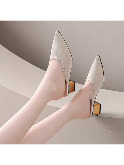 حذاء نسائي بكعب ستيليتو بلون موحد ومقدمة مدببة، وصل حديثاً للربيع والصيف، مريح للحفلات في الهواء الطلق، أنيق ومناسب لجميع المناسبات، صنادل سهلة الارتداء