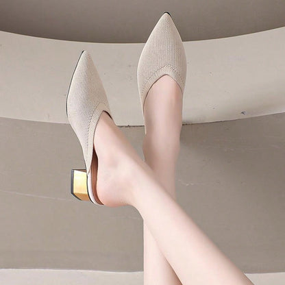 حذاء نسائي بكعب ستيليتو بلون موحد ومقدمة مدببة، وصل حديثاً للربيع والصيف، مريح للحفلات في الهواء الطلق، أنيق ومناسب لجميع المناسبات، صنادل سهلة الارتداء