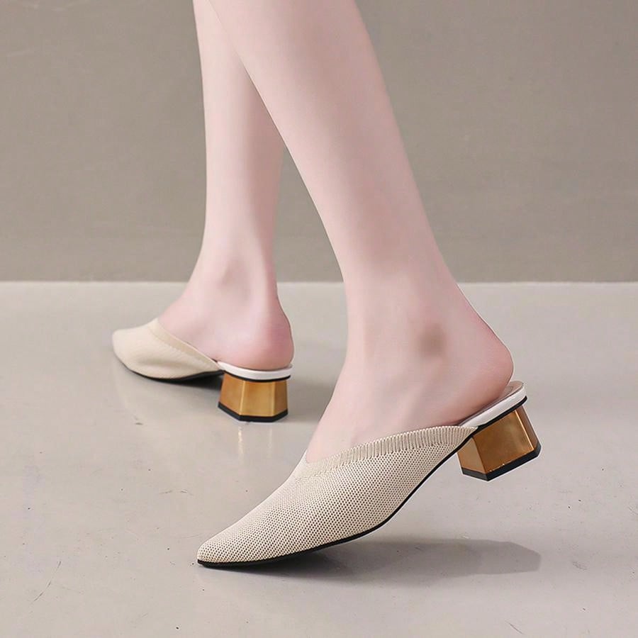 حذاء نسائي بكعب ستيليتو بلون موحد ومقدمة مدببة، وصل حديثاً للربيع والصيف، مريح للحفلات في الهواء الطلق، أنيق ومناسب لجميع المناسبات، صنادل سهلة الارتداء