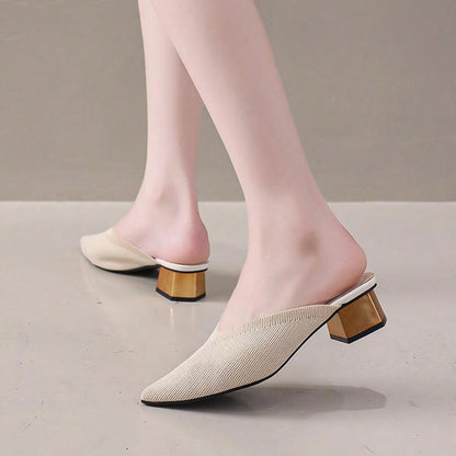 حذاء نسائي بكعب ستيليتو بلون موحد ومقدمة مدببة، وصل حديثاً للربيع والصيف، مريح للحفلات في الهواء الطلق، أنيق ومناسب لجميع المناسبات، صنادل سهلة الارتداء