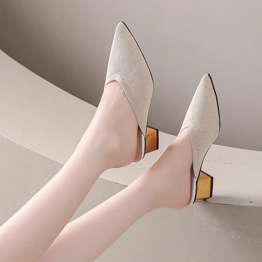 حذاء نسائي بكعب ستيليتو بلون موحد ومقدمة مدببة، وصل حديثاً للربيع والصيف، مريح للحفلات في الهواء الطلق، أنيق ومناسب لجميع المناسبات، صنادل سهلة الارتداء
