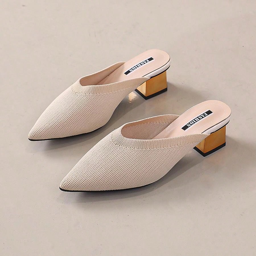 حذاء نسائي بكعب ستيليتو بلون موحد ومقدمة مدببة، وصل حديثاً للربيع والصيف، مريح للحفلات في الهواء الطلق، أنيق ومناسب لجميع المناسبات، صنادل سهلة الارتداء