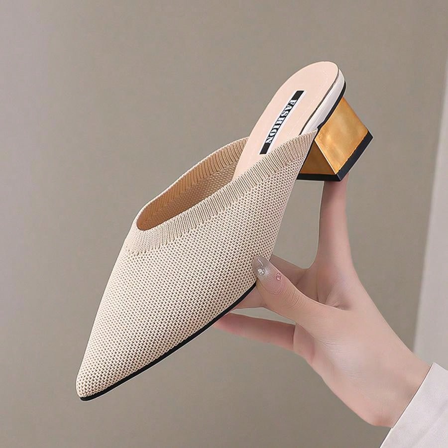 حذاء نسائي بكعب ستيليتو بلون موحد ومقدمة مدببة، وصل حديثاً للربيع والصيف، مريح للحفلات في الهواء الطلق، أنيق ومناسب لجميع المناسبات، صنادل سهلة الارتداء