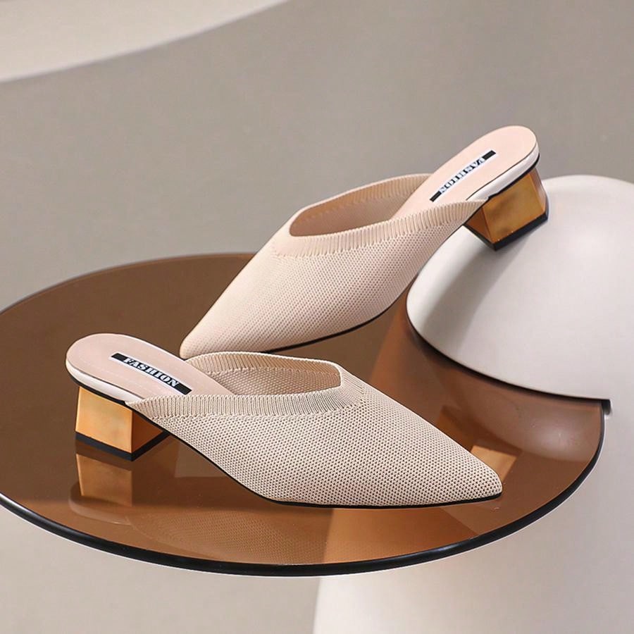 حذاء نسائي بكعب ستيليتو بلون موحد ومقدمة مدببة، وصل حديثاً للربيع والصيف، مريح للحفلات في الهواء الطلق، أنيق ومناسب لجميع المناسبات، صنادل سهلة الارتداء