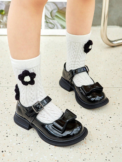 حذاء جلدي أسود للأداء للفتيات، حذاء الأميرة، حذاء ناعم للطالبات للاستخدام في المدرسة