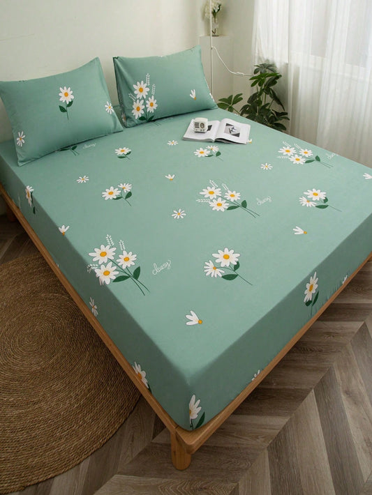 غطاء سرير مطبوع بالأقحوان بقطعة واحدة [غطاء وسادة غير مشمول]