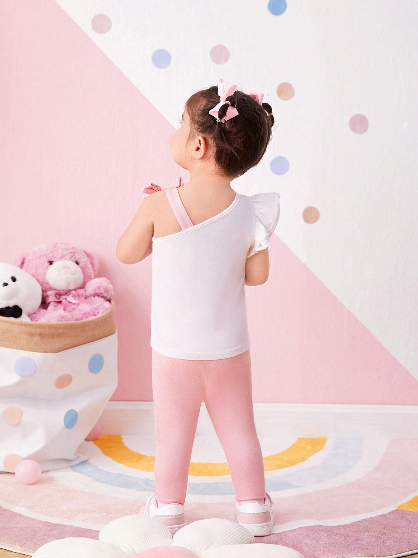 مجموعة بنات رضع للصيف، بلوزة مطبوعة بنمط كرتوني وبنطلون طويل مناسب مع خصر مرن، مناسب للصيف