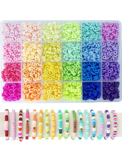 مجموعة أدوات صنع أساور عصرية، خرزات الطين والحجر الأسود، مناسبة لصنع المجوهرات باليد للنساء. مثالي كهدايا وهدايا للمهرجانات.