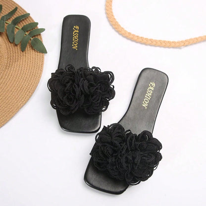 صندل شاطئ صيفي عاري القدم من الأزهار الزخرفية الشعبية العصرية، الوافد الجديد للأحذية الشاطئية الأنيقة