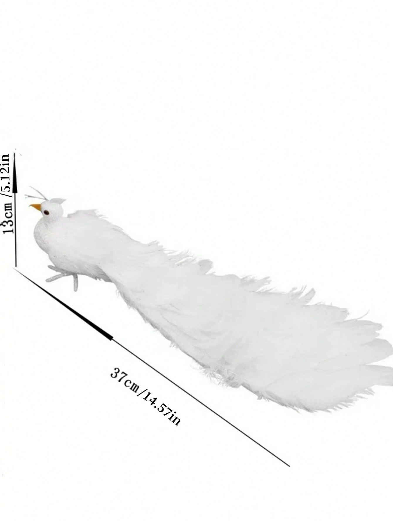 حرف تزيين حديقة باقة ذيل الطاووس الأبيض 37سم محاكية للطاووس بألوانه لتزيين حدائق وديكورات المناظر الطبيعية