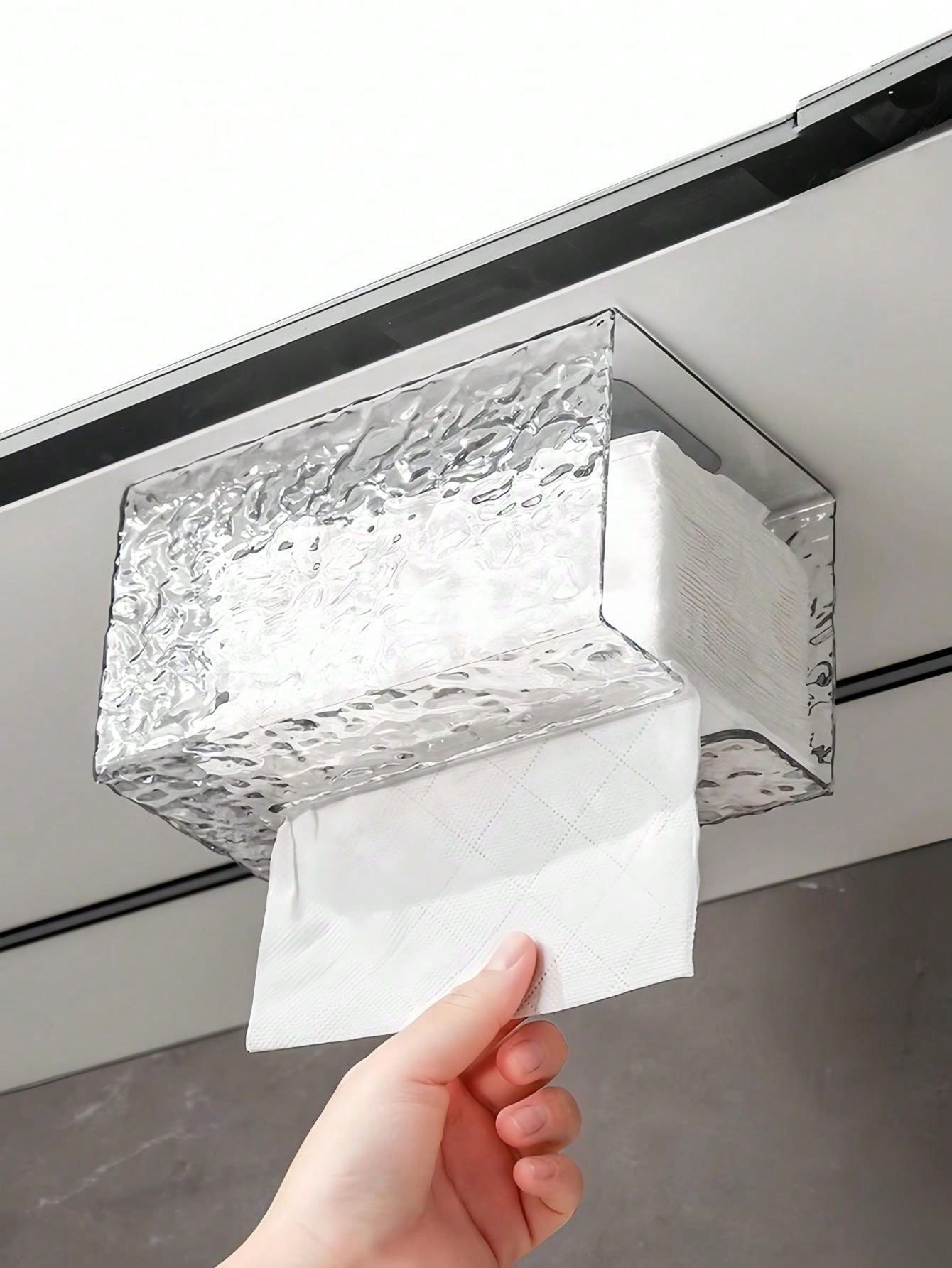 دلو تخزين ورق التواليت المعلق على الحائط للمناديل الورقية الوجه، صندوق تخزين مناديل الحمام والمطبخ واضح ذو فتحة كبيرة