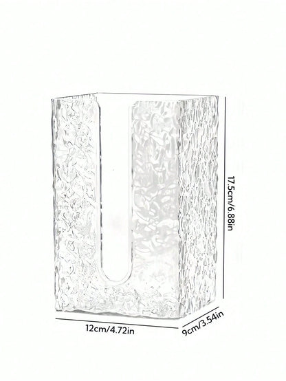 دلو تخزين ورق التواليت المعلق على الحائط للمناديل الورقية الوجه، صندوق تخزين مناديل الحمام والمطبخ واضح ذو فتحة كبيرة