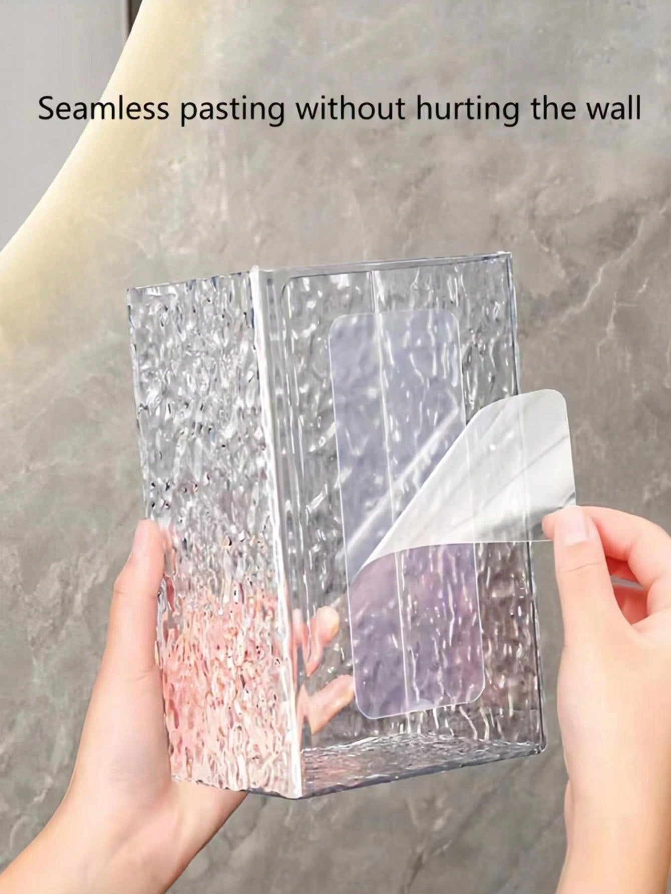 دلو تخزين ورق التواليت المعلق على الحائط للمناديل الورقية الوجه، صندوق تخزين مناديل الحمام والمطبخ واضح ذو فتحة كبيرة