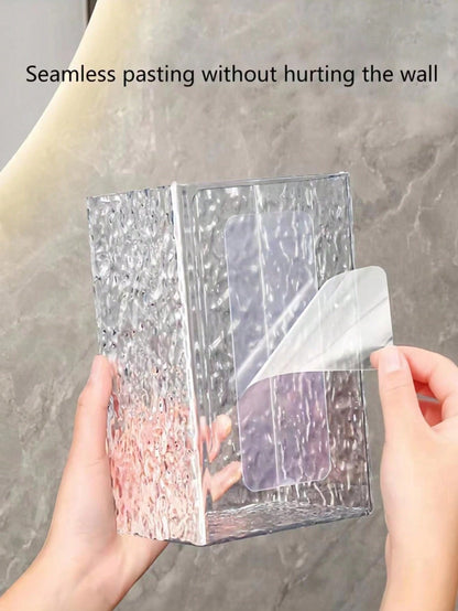 دلو تخزين ورق التواليت المعلق على الحائط للمناديل الورقية الوجه، صندوق تخزين مناديل الحمام والمطبخ واضح ذو فتحة كبيرة