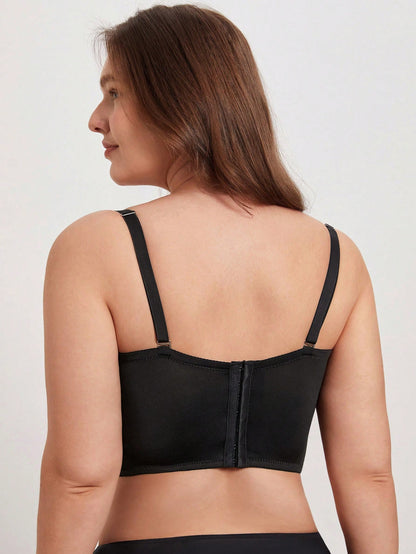 حمالة صدر مطرز بأزهار ادخال شبكي حلقة معدني مع قابل للإزالة حزام مقاس كبير