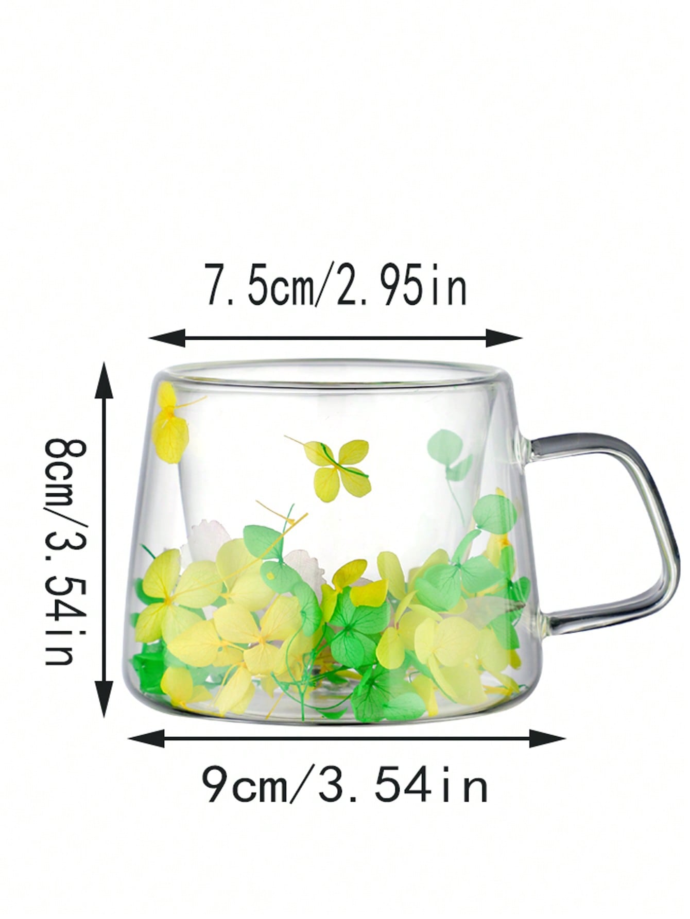 كوب زجاجي مزدوج الطبقات بأزهار حقيقية، بأسلوب بسيط، و كوب زجاجي عالي الجودة عبر الحدود الزجاج البورسليكات المزدوج الطبقات