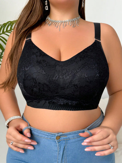 صدرية نسائية بحجم زائد بلون سادة و بتفصيل دانتيل