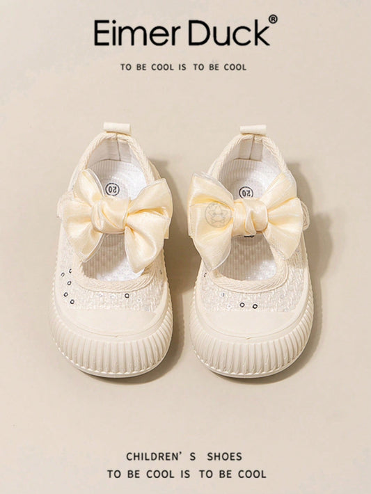 حذاء رياضي عصري للأطفال مزين بفيونكة وزخرفة لامعة