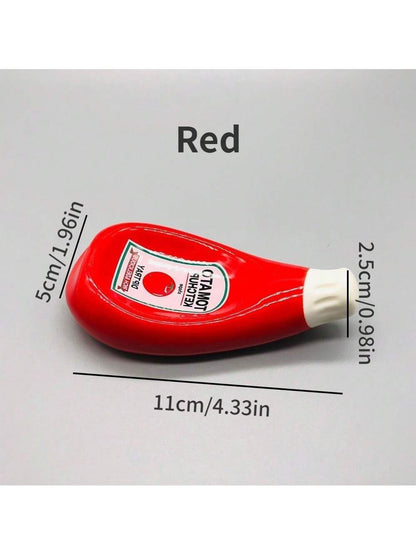 قطعة واحدة من أطباق وأوعية السيراميك المصممة على شكل زجاجة الكاتشب مُعدة للغمس في صلصة الصويا، أطباق التوابل والخردل مناسبة للمنزل والمطاعم، آمنة للغسل في غسالة الصحون، لوازم مدرسية، العودة إلى المدرسة