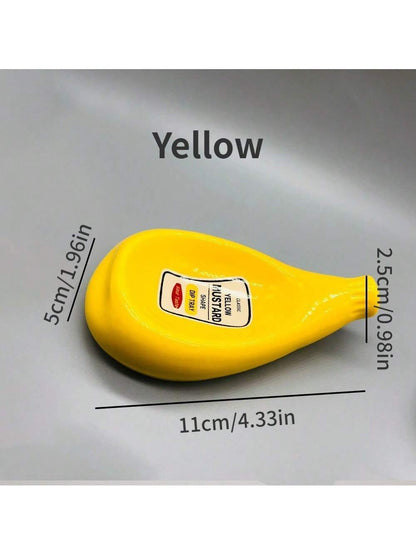 قطعة واحدة من أطباق وأوعية السيراميك المصممة على شكل زجاجة الكاتشب مُعدة للغمس في صلصة الصويا، أطباق التوابل والخردل مناسبة للمنزل والمطاعم، آمنة للغسل في غسالة الصحون، لوازم مدرسية، العودة إلى المدرسة