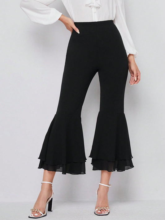 بنطلون فلير قصير بخصر مطاطي