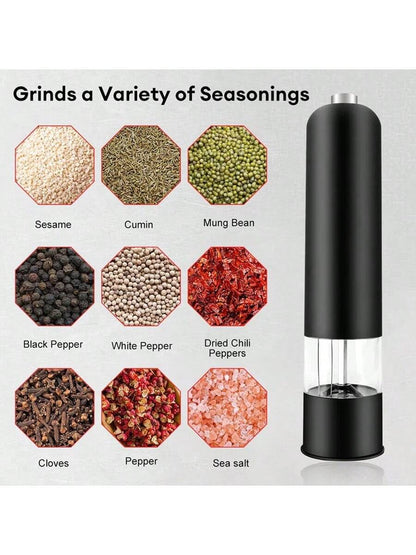 طاحونة ملح وفلفل تعمل باللمس الآلية، طاحونة توابل كهربائية قابلة للتعديل، أداة مطبخ