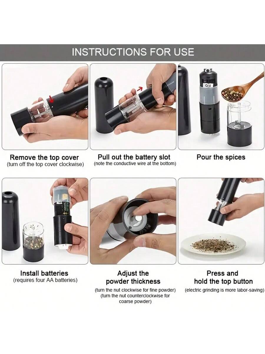 طاحونة ملح وفلفل تعمل باللمس الآلية، طاحونة توابل كهربائية قابلة للتعديل، أداة مطبخ