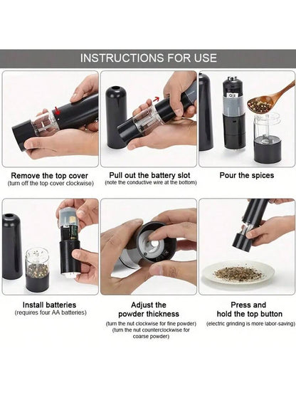 طاحونة ملح وفلفل تعمل باللمس الآلية، طاحونة توابل كهربائية قابلة للتعديل، أداة مطبخ