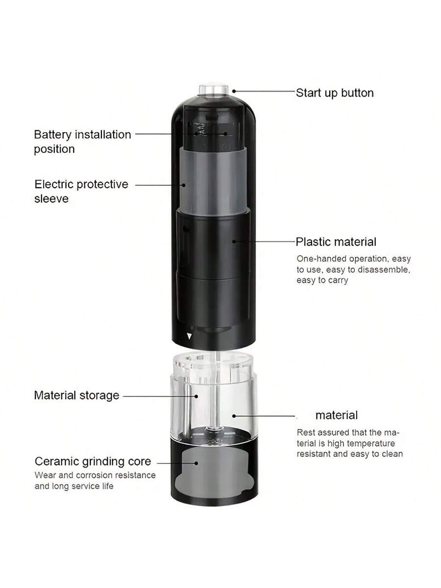 طاحونة ملح وفلفل تعمل باللمس الآلية، طاحونة توابل كهربائية قابلة للتعديل، أداة مطبخ