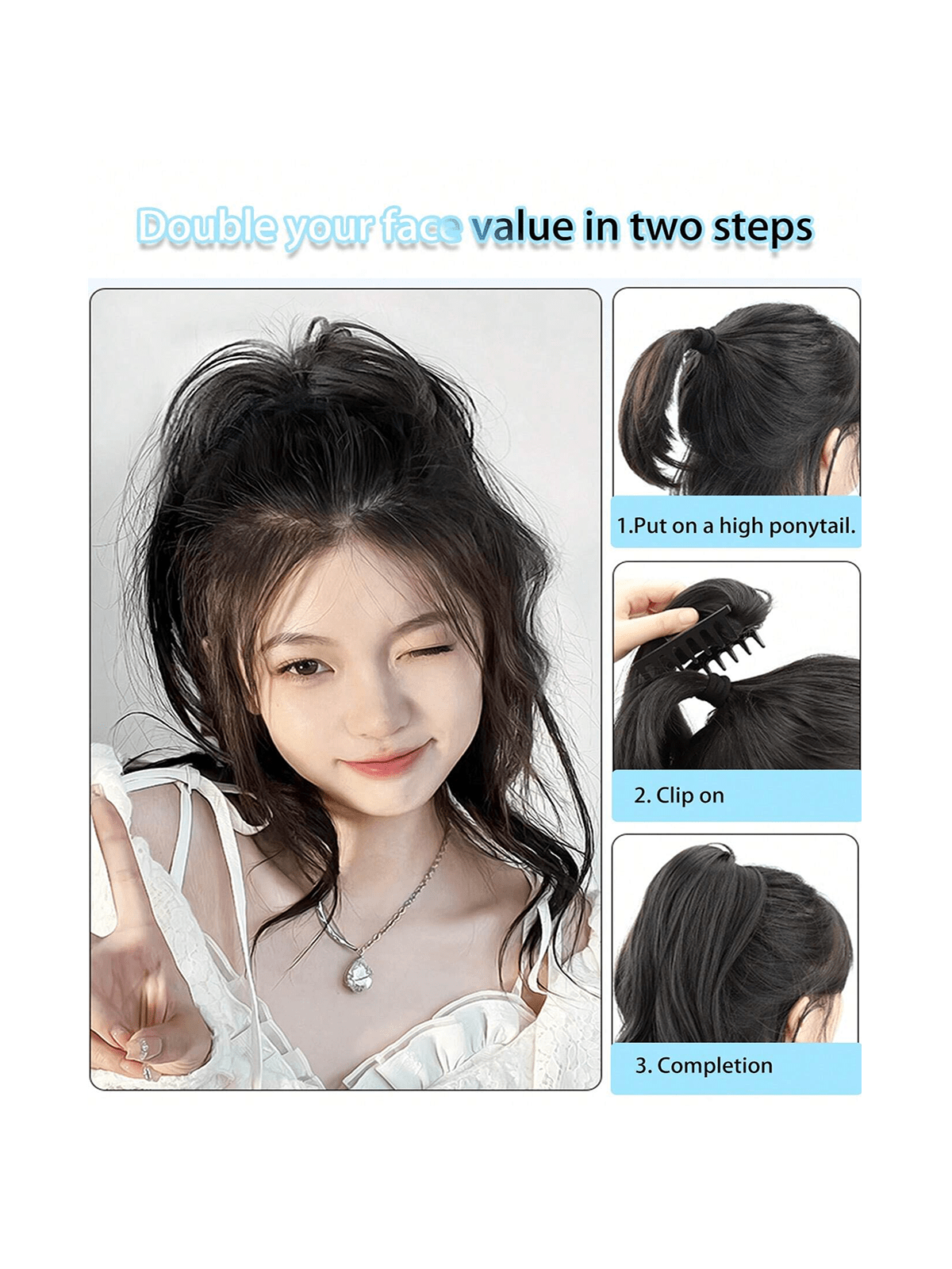 شعر مستعار بونيتيل للنساء مضفور محاكي للشعر الكوري اللطيف والبارد بمشبك خطاف مجعد وضعف ربطة الشعر العالية شعر مستعار بونيتيل Scrunchy الكليب