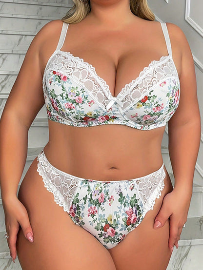 طقم سروال مع حمالة صدر مقاس كبير