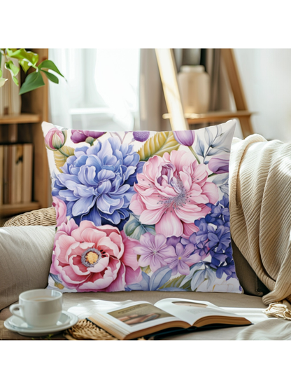 غطاء وسادة زهري  مصنوع من نسيج جلد الخوخ