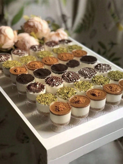 أوعية مهلبية لأدوات الخبز الحلويات، أكواب بلاستيكية سعة 150 مل للديكور والحفلات والأعراس والمناسبات، أكواب إعادة الاستخدام لصنع الكيك