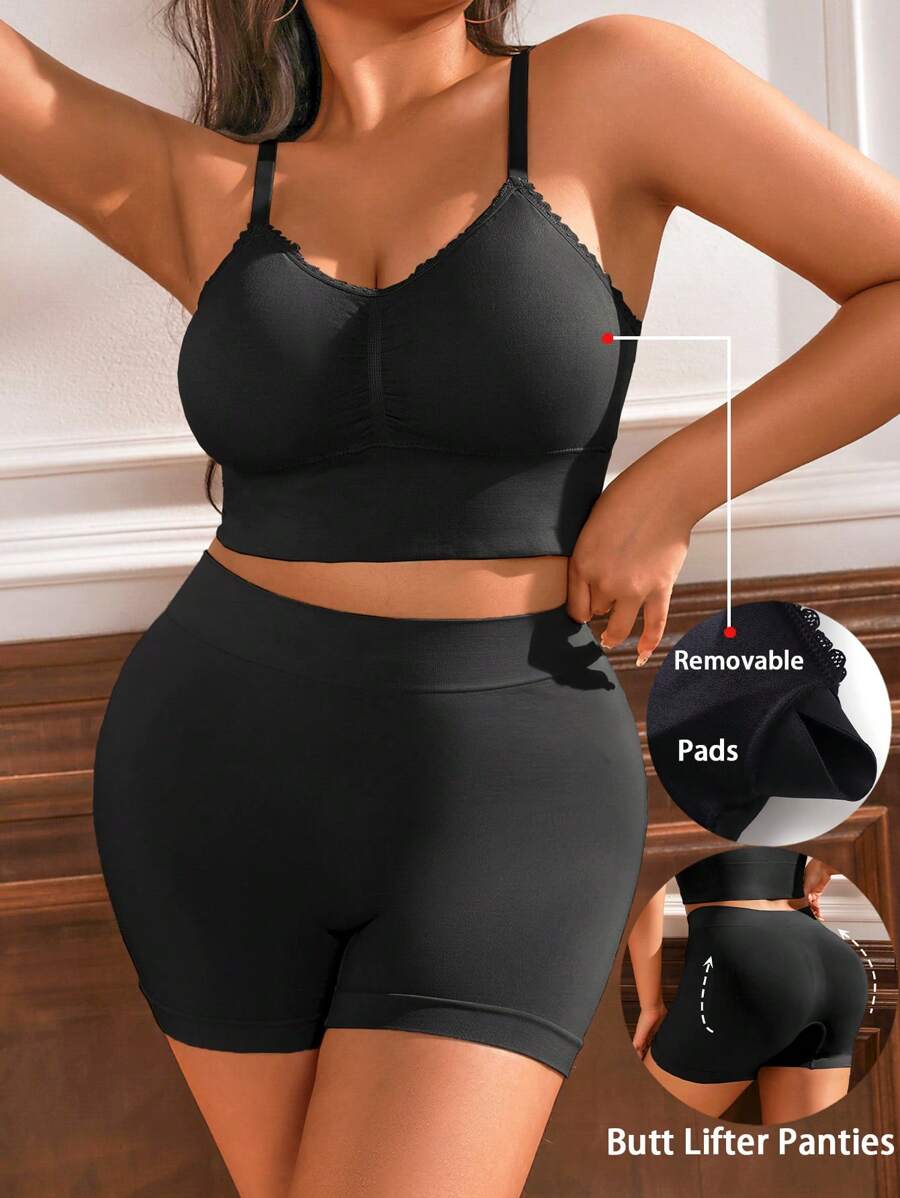 مجموعة صدرية يوغا بلس سايز متماسكة وسراويل رياضية