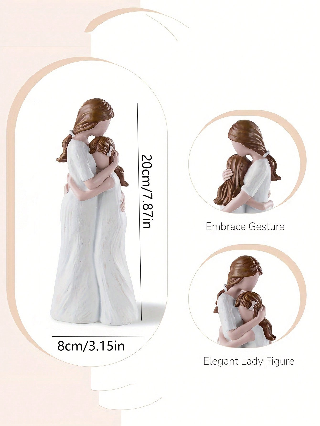 تمثال الأم والابنة المحتضنتين من الراتنج الإبداعي واحد، ديكور المنزل، هدية عيد ميلاد/ عيد الأم للأم والابنة الصديقتان