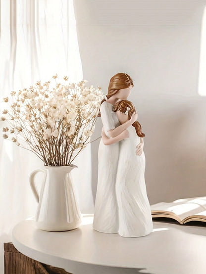 تمثال الأم والابنة المحتضنتين من الراتنج الإبداعي واحد، ديكور المنزل، هدية عيد ميلاد/ عيد الأم للأم والابنة الصديقتان