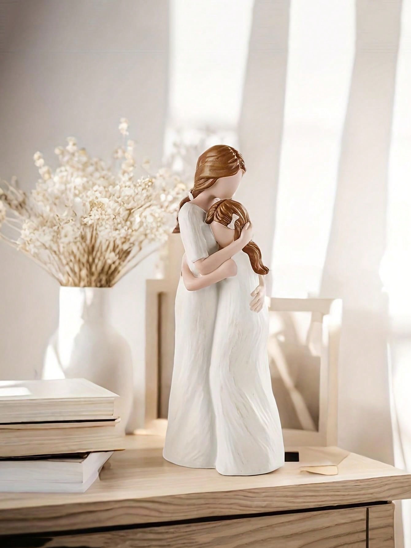 تمثال الأم والابنة المحتضنتين من الراتنج الإبداعي واحد، ديكور المنزل، هدية عيد ميلاد/ عيد الأم للأم والابنة الصديقتان