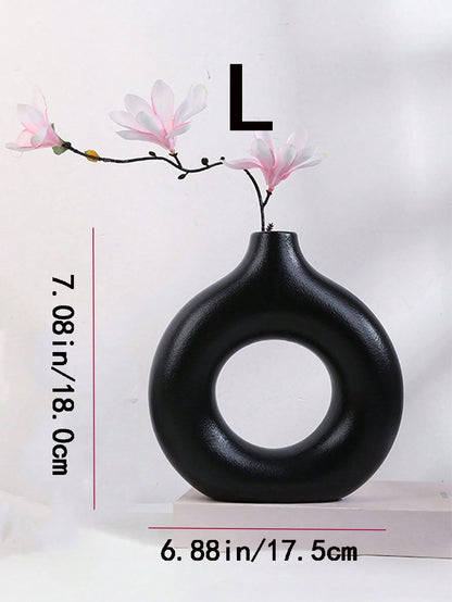 قطعة واحدة زهرية على شكل دونات بطراز INS للديكور، زهرية على شكل دونات يدوية الصنع بطراز بوهيمي بسيط،