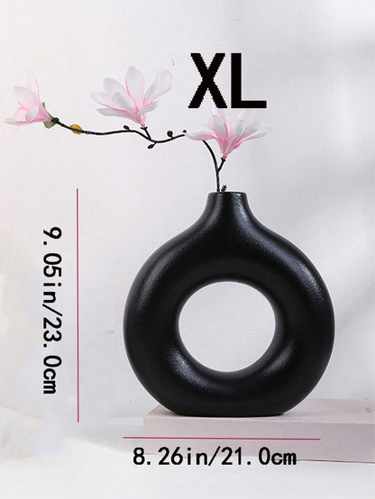 قطعة واحدة زهرية على شكل دونات بطراز INS للديكور، زهرية على شكل دونات يدوية الصنع بطراز بوهيمي بسيط،