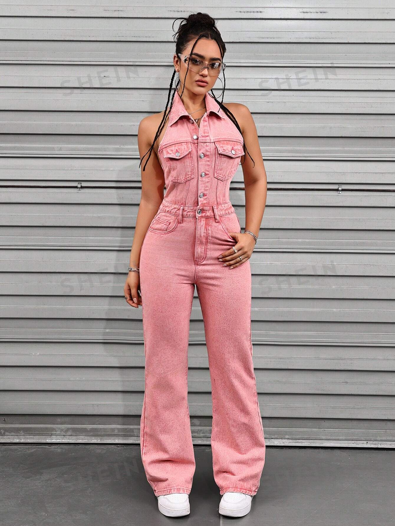 بدلة جينز بحمالات للنساء، يمكن غسلها