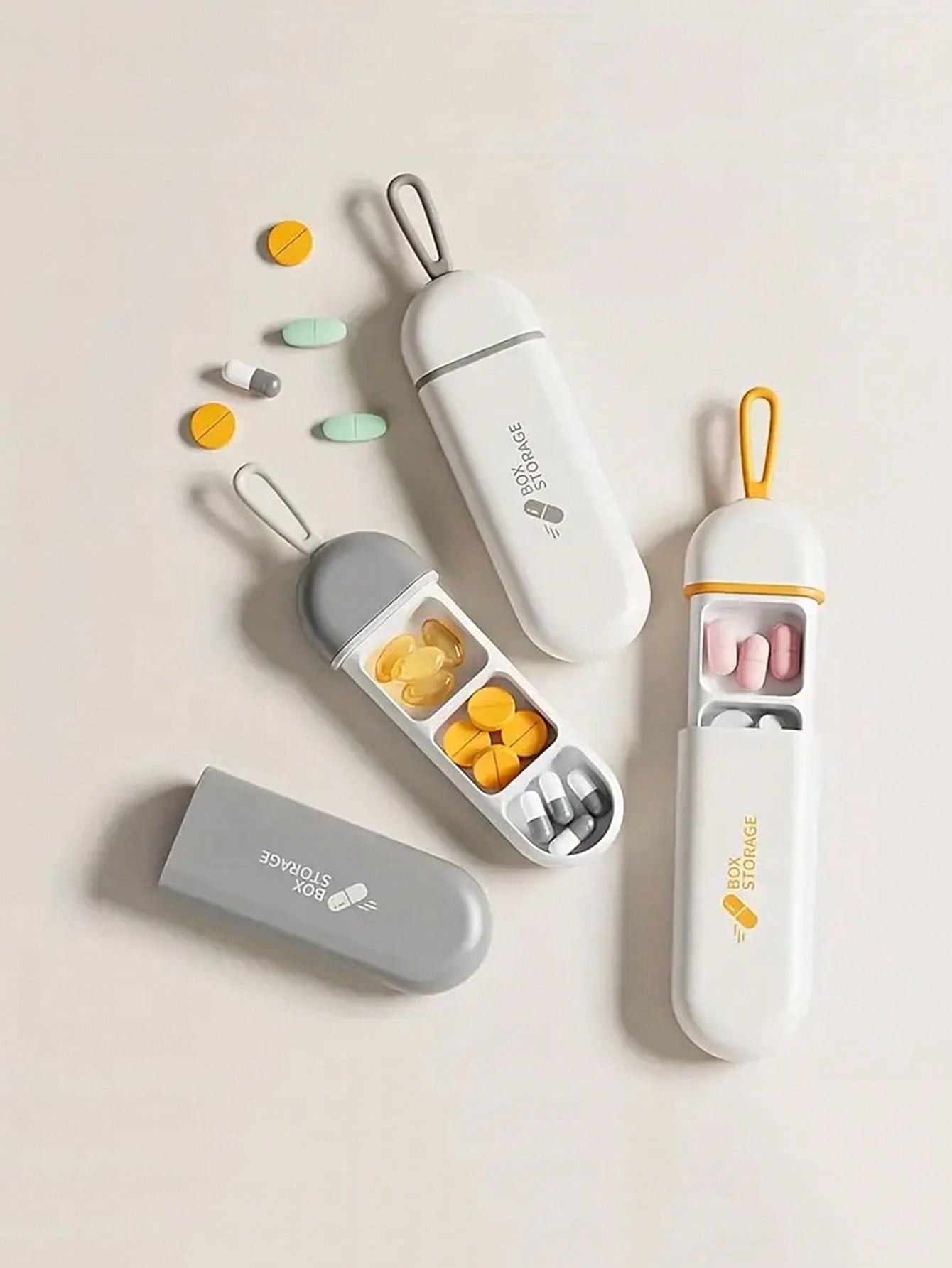 صندوق أدوية محمول متعدد الوظائف على شكل شبكة سحب صغير مصغر للسفر مزود بثلاثة أجزاء