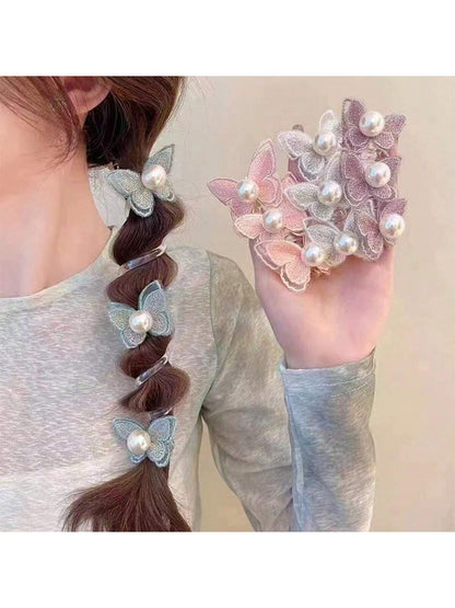 حامل شعر بطريقة ذيل الحصان بفقاعات الفراشة بطراز الغابة، وصلات شعر فرنسية بمظهر فاخر للسيدات، وصول جديد للعام 2024