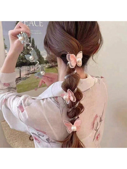 حامل شعر بطريقة ذيل الحصان بفقاعات الفراشة بطراز الغابة، وصلات شعر فرنسية بمظهر فاخر للسيدات، وصول جديد للعام 2024